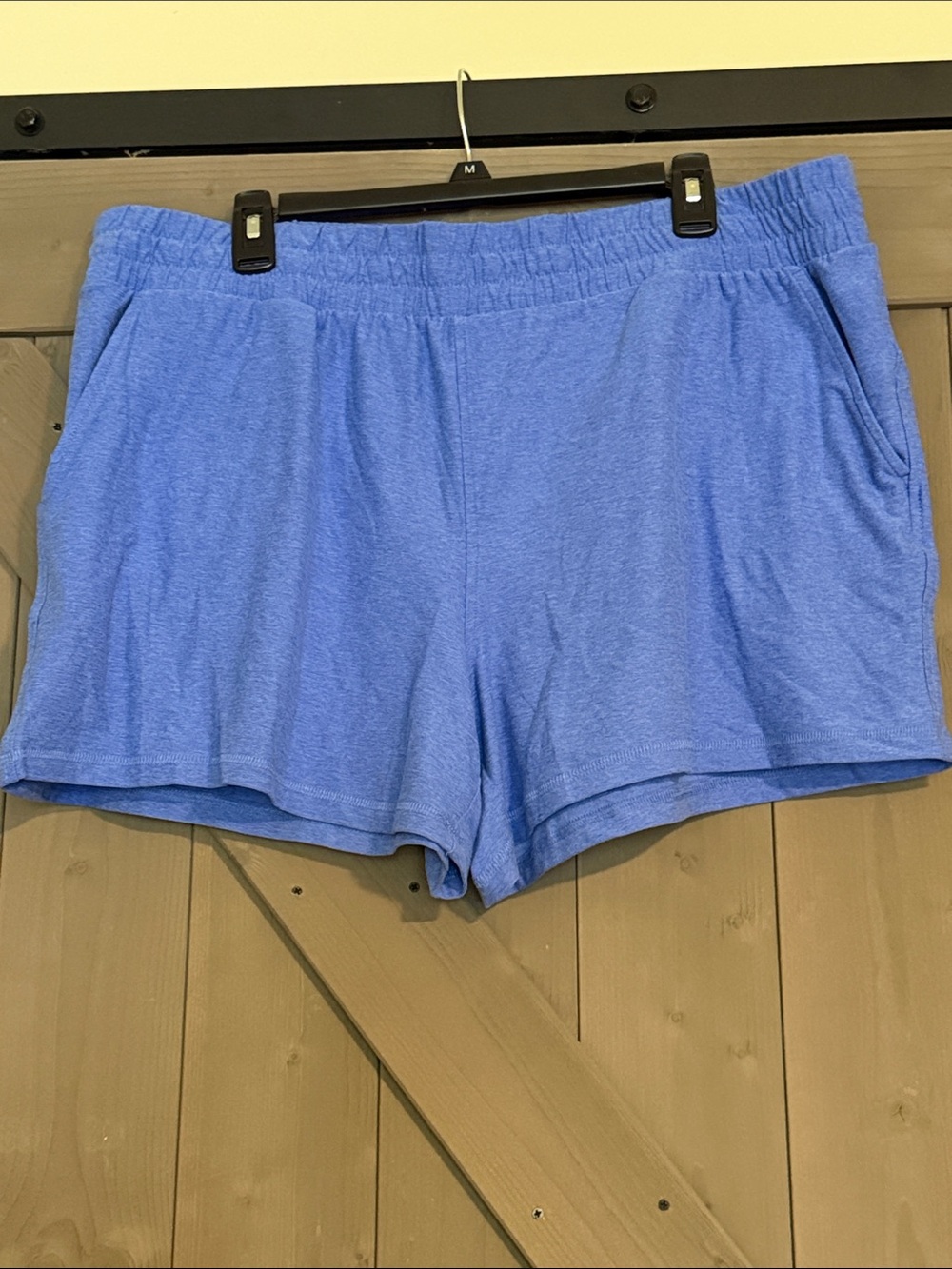 Athletic Works Women's Blue Elastic-Waist Athletic Shorts